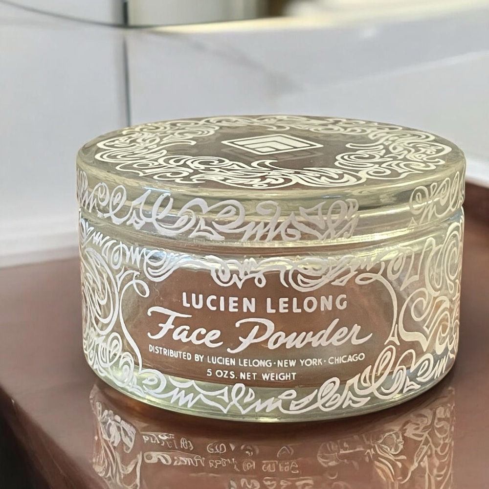 Lucien Lelong  Face Powder Jar  - Elegant White  Design